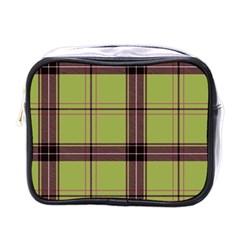 Avocado Green Plaid Mini Toiletries Bag (one Side) by snowwhitegirl