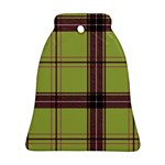 Avocado Green Plaid Bell Ornament (Two Sides) Front