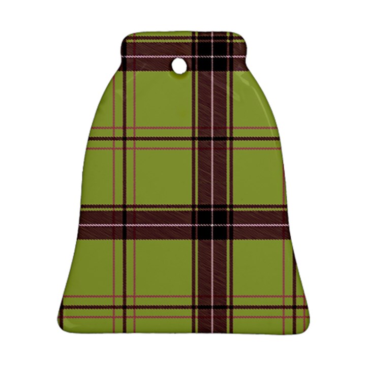 Avocado Green Plaid Bell Ornament (Two Sides)