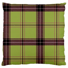 Avocado Green Plaid Large Cushion Case (one Side) by snowwhitegirl