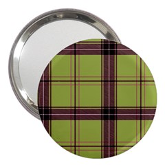 Avocado Green Plaid 3  Handbag Mirrors by snowwhitegirl