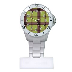 Avocado Green Plaid Plastic Nurses Watch by snowwhitegirl