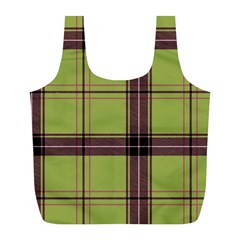 Avocado Green Plaid Full Print Recycle Bag (l) by snowwhitegirl