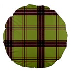 Avocado Green Plaid Large 18  Premium Flano Round Cushions Front