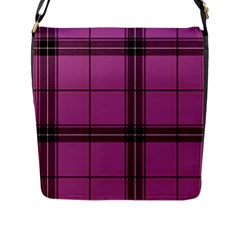 Violet Plaid Flap Closure Messenger Bag (l) by snowwhitegirl