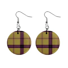 Beige Purple Plaid Mini Button Earrings by snowwhitegirl