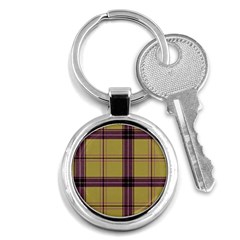 Beige Purple Plaid Key Chains (round)  by snowwhitegirl