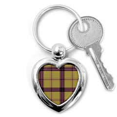 Beige Purple Plaid Key Chains (heart)  by snowwhitegirl