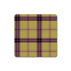 Beige Purple Plaid Square Magnet by snowwhitegirl