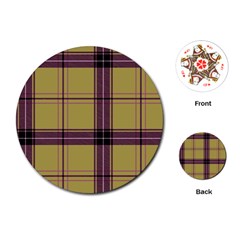 Beige Purple Plaid Playing Cards (round) by snowwhitegirl