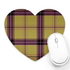 Beige Purple Plaid Heart Mousepads by snowwhitegirl