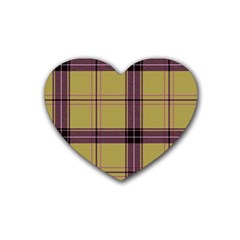 Beige Purple Plaid Rubber Coaster (heart)  by snowwhitegirl