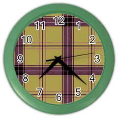 Beige Purple Plaid Color Wall Clock by snowwhitegirl