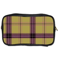 Beige Purple Plaid Toiletries Bag (one Side) by snowwhitegirl