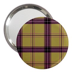 Beige Purple Plaid 3  Handbag Mirrors by snowwhitegirl