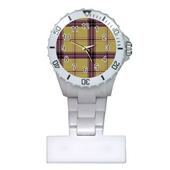 Beige Purple Plaid Plastic Nurses Watch by snowwhitegirl