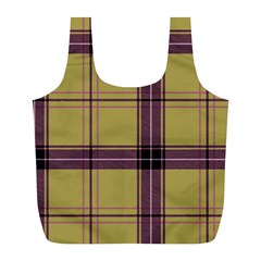 Beige Purple Plaid Full Print Recycle Bag (l) by snowwhitegirl