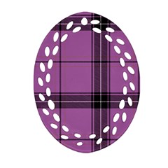 Lilac Plaid Ornament (oval Filigree) by snowwhitegirl