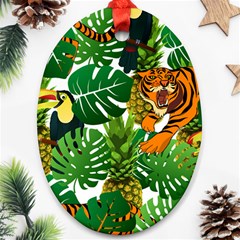 Tropical Pelican Tiger Jungle Ornament (oval) by snowwhitegirl