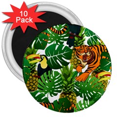 Tropical Pelican Tiger Jungle 3  Magnets (10 Pack)  by snowwhitegirl