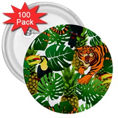 Tropical Pelican Tiger Jungle 3  Buttons (100 Pack)  by snowwhitegirl