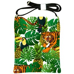 Tropical Pelican Tiger Jungle Shoulder Sling Bag by snowwhitegirl