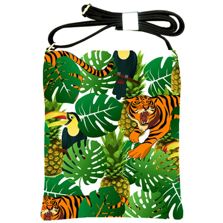 Tropical Pelican Tiger Jungle Shoulder Sling Bag