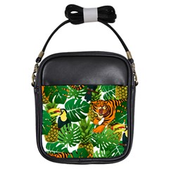 Tropical Pelican Tiger Jungle Girls Sling Bag by snowwhitegirl