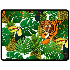 Tropical Pelican Tiger Jungle Fleece Blanket (large)  by snowwhitegirl