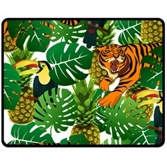 Tropical Pelican Tiger Jungle Fleece Blanket (medium)  by snowwhitegirl