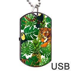 Tropical Pelican Tiger Jungle Dog Tag Usb Flash (two Sides) by snowwhitegirl