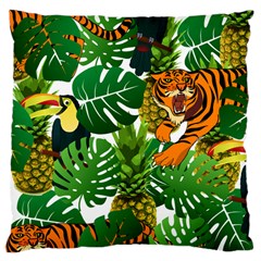 Tropical Pelican Tiger Jungle Large Cushion Case (one Side) by snowwhitegirl