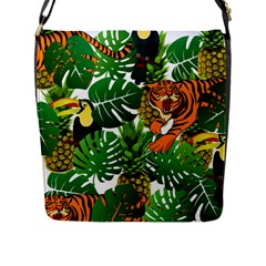 Tropical Pelican Tiger Jungle Flap Closure Messenger Bag (l) by snowwhitegirl