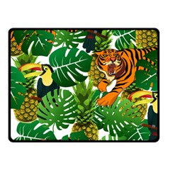 Tropical Pelican Tiger Jungle Double Sided Fleece Blanket (small)  by snowwhitegirl