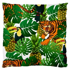 Tropical Pelican Tiger Jungle Large Flano Cushion Case (one Side) by snowwhitegirl