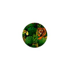 Tropical Pelican Tiger Jungle Black 1  Mini Buttons by snowwhitegirl