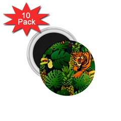 Tropical Pelican Tiger Jungle Black 1 75  Magnets (10 Pack)  by snowwhitegirl