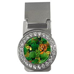 Tropical Pelican Tiger Jungle Black Money Clips (cz)  by snowwhitegirl