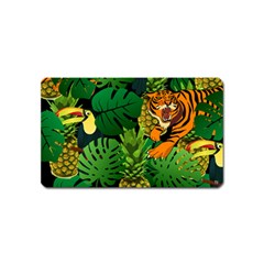 Tropical Pelican Tiger Jungle Black Magnet (name Card) by snowwhitegirl