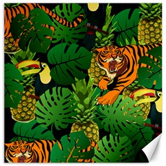 Tropical Pelican Tiger Jungle Black Canvas 12  X 12  by snowwhitegirl