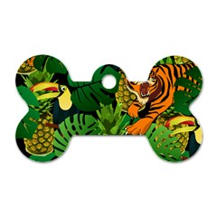 Tropical Pelican Tiger Jungle Black Dog Tag Bone (one Side) by snowwhitegirl