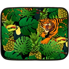 Tropical Pelican Tiger Jungle Black Double Sided Fleece Blanket (mini)  by snowwhitegirl