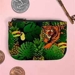 Tropical Pelican Tiger Jungle Black Mini Coin Purse by snowwhitegirl