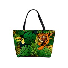 Tropical Pelican Tiger Jungle Black Classic Shoulder Handbag by snowwhitegirl