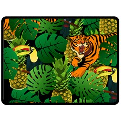 Tropical Pelican Tiger Jungle Black Fleece Blanket (large)  by snowwhitegirl