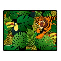 Tropical Pelican Tiger Jungle Black Fleece Blanket (small) by snowwhitegirl