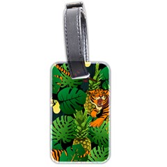 Tropical Pelican Tiger Jungle Black Luggage Tags (two Sides) by snowwhitegirl