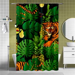 Tropical Pelican Tiger Jungle Black Shower Curtain 48  X 72  (small)  by snowwhitegirl