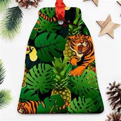 Tropical Pelican Tiger Jungle Black Bell Ornament (two Sides) by snowwhitegirl