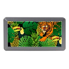 Tropical Pelican Tiger Jungle Black Memory Card Reader (mini) by snowwhitegirl